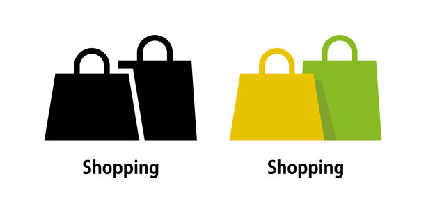 购物袋、购物篮图标集，变体插图，矢量素材图片下载