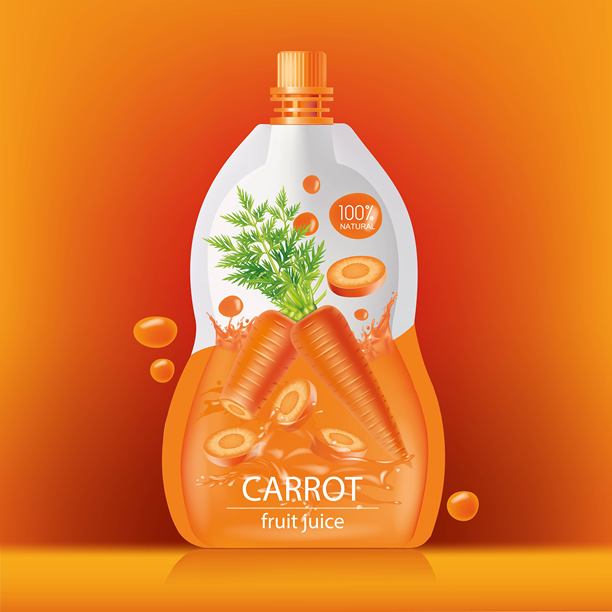 设计胡萝卜汁的包装袋。图片下载