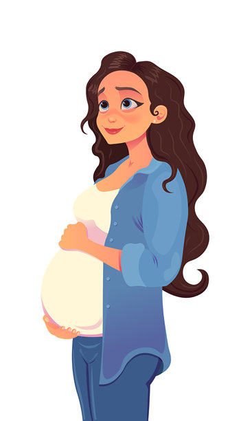 白色背景上的卡通风格孕妇图片下载