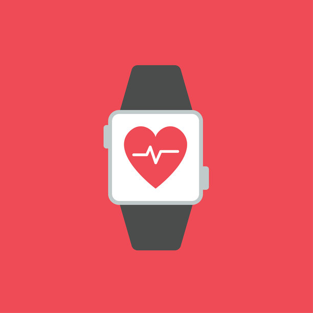 医疗和医疗保健移动应用手表图标在平面设计风格图片下载