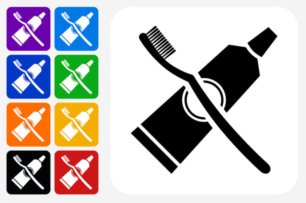 牙刷和粘贴图标方形按钮设置图片下载