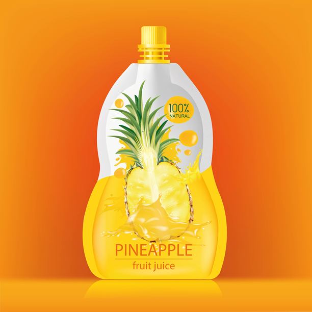 设计一个菠萝汁的包装袋。图片下载