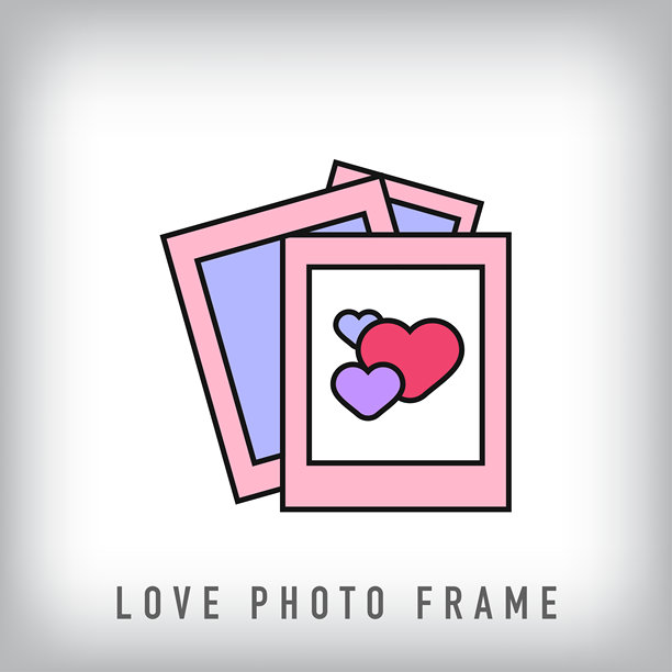 独特的心形框架内线性照片设计。图片下载