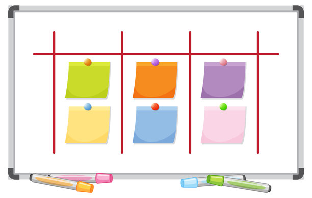用于规划的白板、便利贴和马克笔图片下载