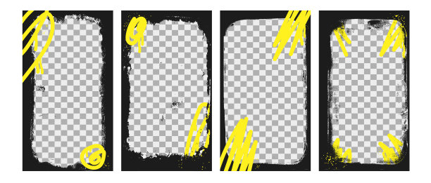 城市街头涂鸦喷涂故事背景框架套装。带有喷枪线条和飞溅的边框涂鸦模板。适用于社交媒体照片的墨水和油漆朋克装饰。复古矢量纹理叠加。图片下载