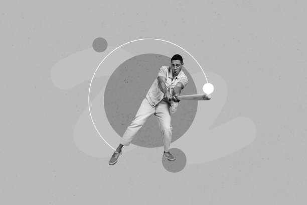 酷炫强壮的男士享受棒球的照片素描拼贴艺术作品，背景为独立绘图。图片下载