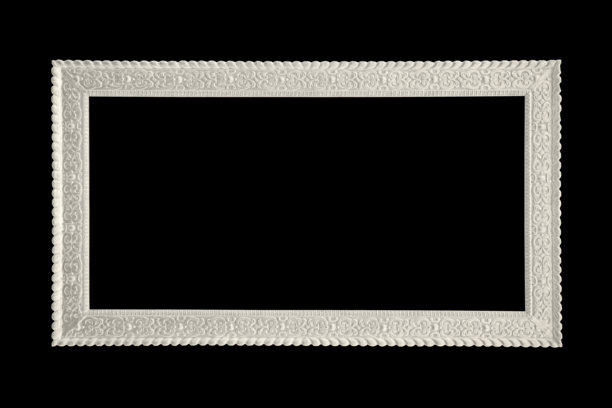 雕刻的木质白色框架，古董边框，优雅的装饰，复古风格，孤立展示图片下载