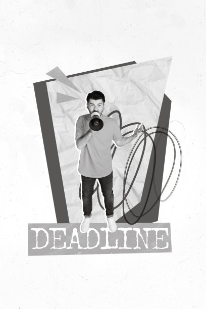 创意照片3D拼贴艺术海报明信片，严肃的男性首席导演在绘画背景下说“快点，完成工作”图片下载