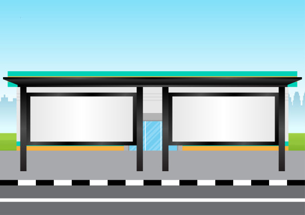 公交车站或公交车停靠站的空白广告牌。图片下载