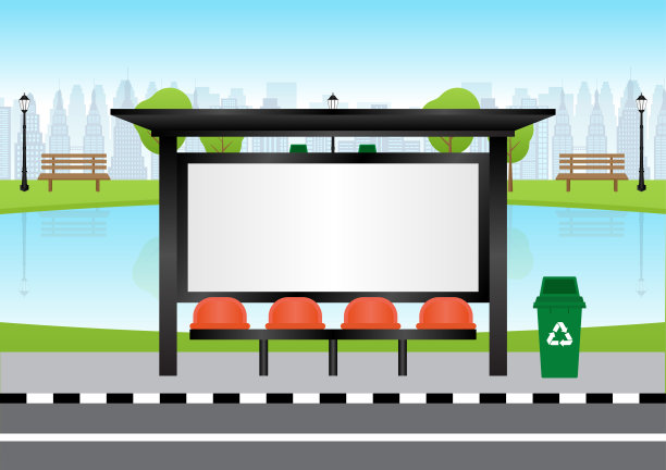 公交车站或公交车停靠站的空白广告牌。图片下载