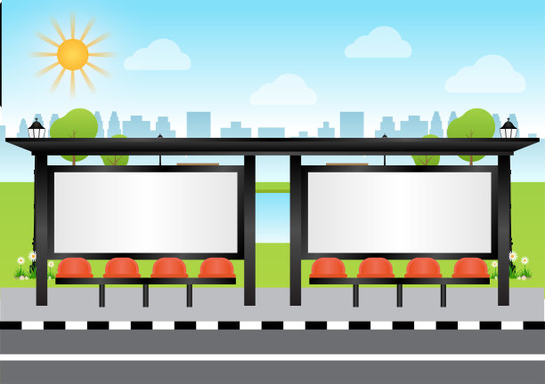 公交车站或公交车停靠站的空白广告牌。图片下载