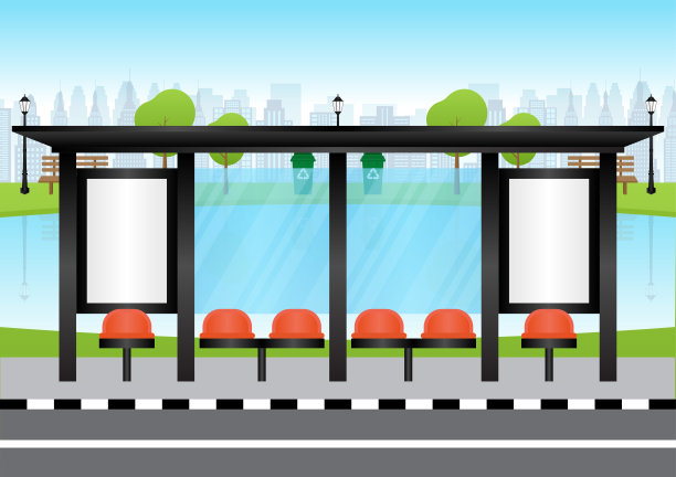 公交车站或公交车停靠站的空白广告牌。图片下载