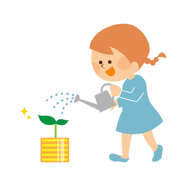 孩子们在种植金钱的可爱插图素材图片下载