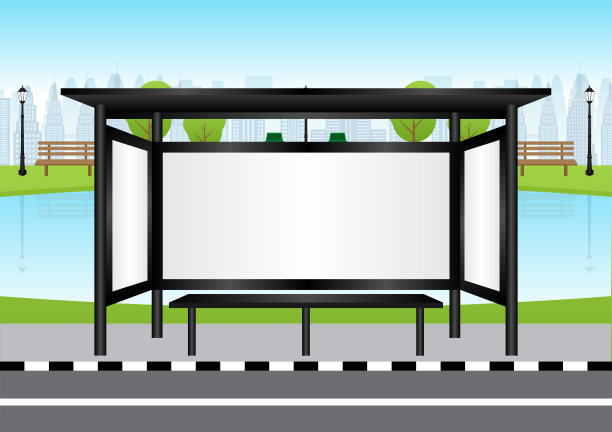 公交车站或公交车停靠站的空白广告牌。图片下载