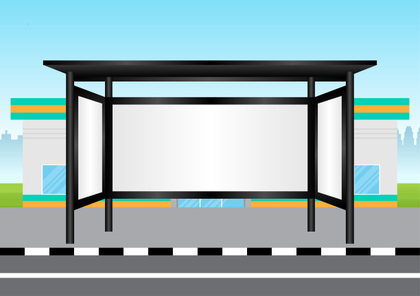公交车站或公交车停靠站的空白广告牌。图片下载