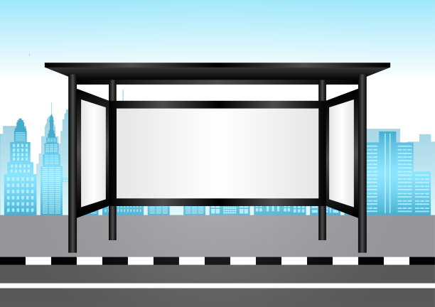 公交车站或公交车停靠站的空白广告牌。图片下载