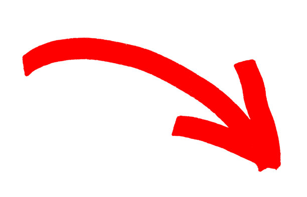 向下的红色箭头图标，背景为白色。曲线图向下倾斜。箭头标志是用马克笔手绘的。平铺展示。剪切路径。图片下载