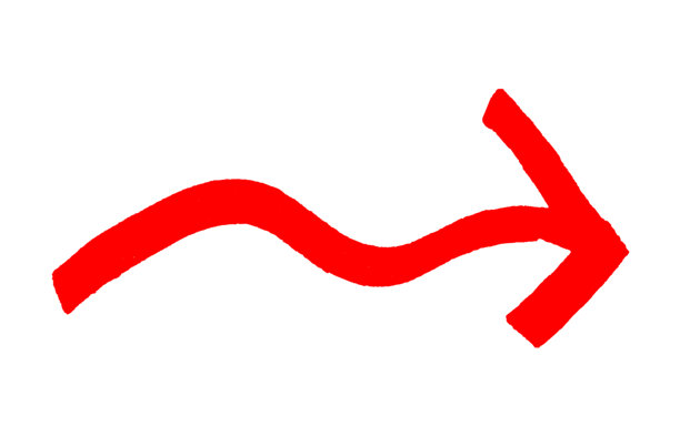 红色箭头笔触图标，背景为白色。箭头标志是用马克笔手绘的。图片下载