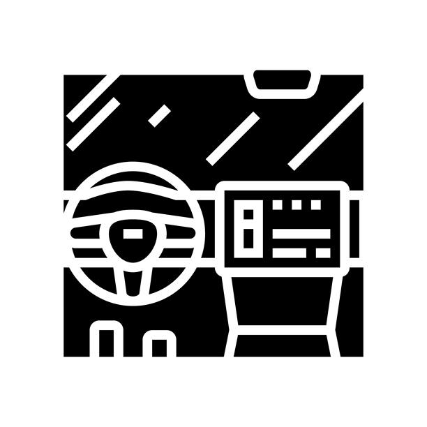 带屏幕显示的汽车娱乐图标矢量插图图片下载