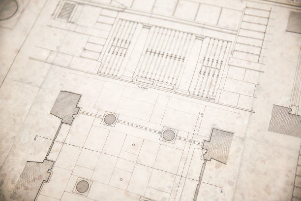 经典建筑带柱子的详细结构技术图纸手绘蓝图图片下载