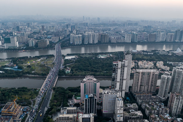 广州城市天际线的航拍照片，珠江新城，广东，中国，亚洲。图片下载