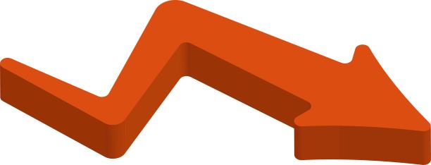 锯齿形向下箭头 3D 插图 - 下降、减少、下行趋势 / 插图素材（矢量插图）图片下载