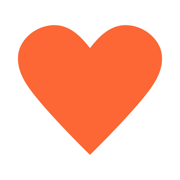 橙色心形图标，背景为白色。珊瑚色心形。图片下载