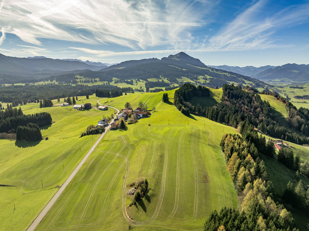 巴伐利亚州德国上阿尔高阿尔卑斯山的空中照片，包含格伦滕峰。图片下载