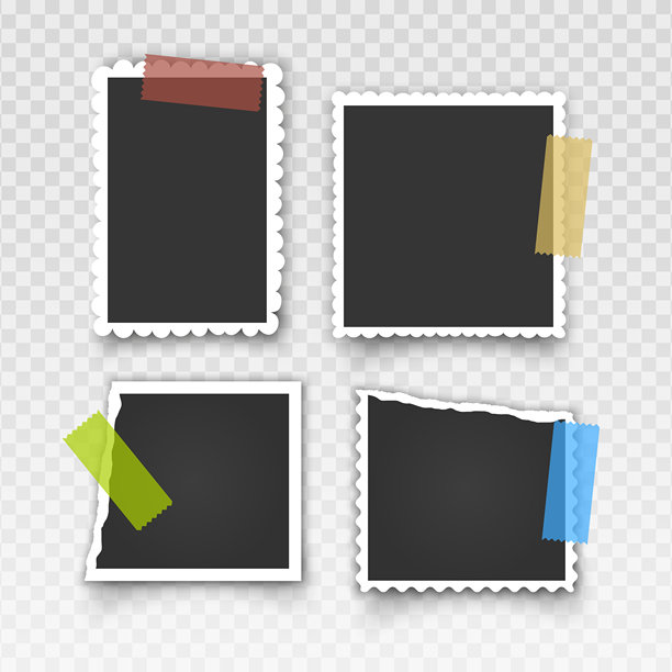 复古照片框，透明背景。老式纸质照片框模板图片下载