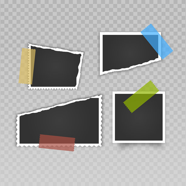 复古照片框架，透明背景。老式纸质照片框模板图片下载