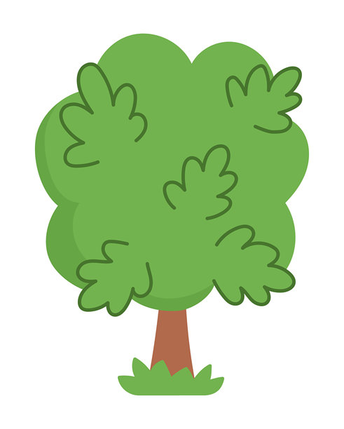 矢量橡果树图标。魔法物品剪贴画。森林幻想植物。森林童话插图，背景为白色。图片下载