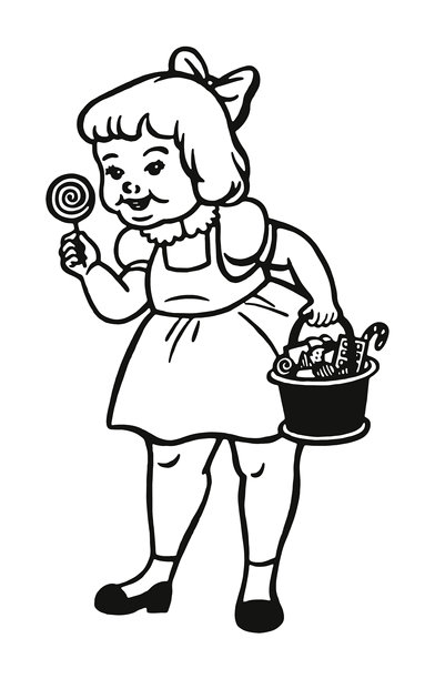 拿着一篮糖果的女孩图片下载