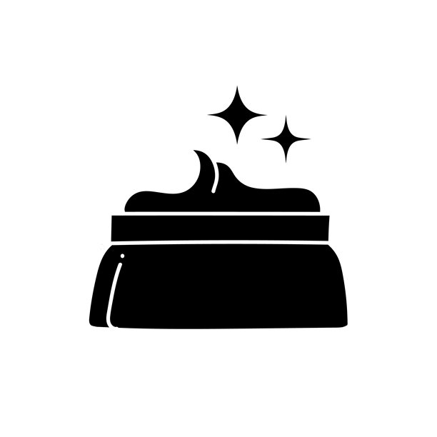 美妆产品图标，美白霜，防晒，皮肤美白，黑色手绘图标图片下载