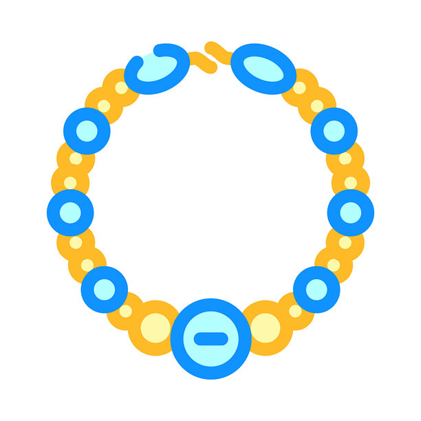 手工制作的彩色珠子手链 DIY 时尚图标矢量插图图片下载