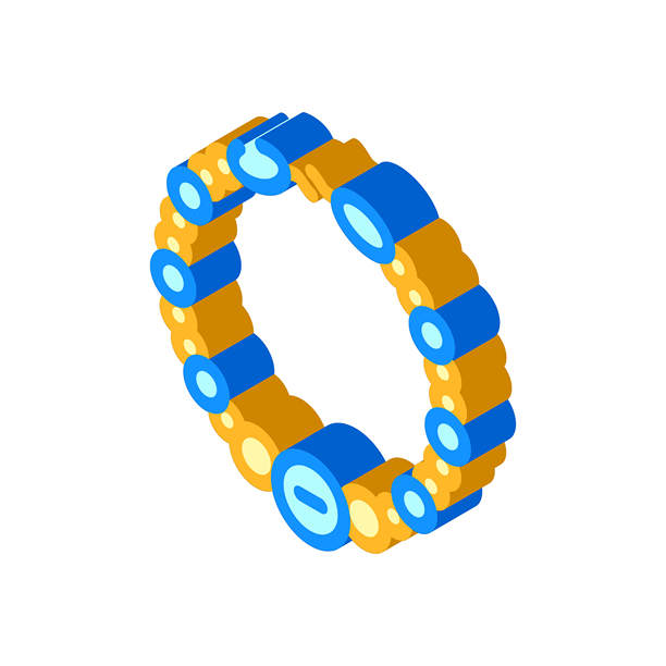 手工制作的珠子手链 DIY 时尚等距图标矢量插图图片下载