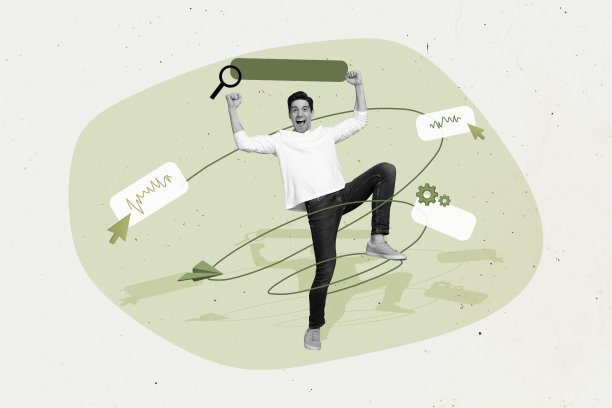 草图图像合成趋势艺术作品 3D 照片拼贴，展示工作空间界面项目、齿轮、指针点击、纸飞机、男性研究和线条。图片下载