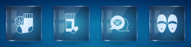 袜子、药瓶和药丸、祖父和拖鞋。方形玻璃面板。矢量图。图片下载