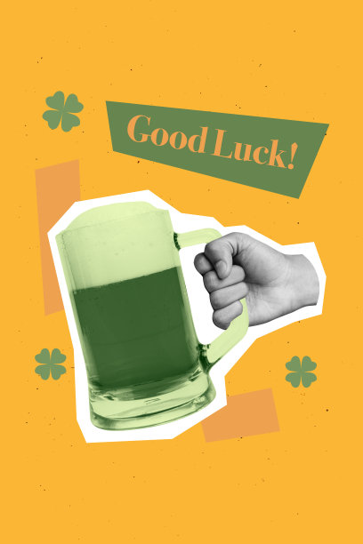 趋势图像：竖版照片拼贴，手握啤酒杯，庆祝圣帕特里克节，祝好运，三叶草图片下载