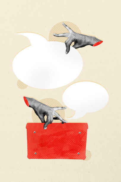 艺术图像，垂直照片拼贴，手握气泡图标通知，演讲，行李，沟通，旅行，云通知图片下载