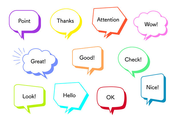 泡泡语音气泡和文字设计素材套件图片下载