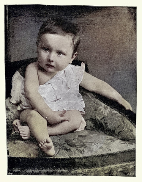 1899年的复古婴儿照片，19世纪，维多利亚时代图片下载