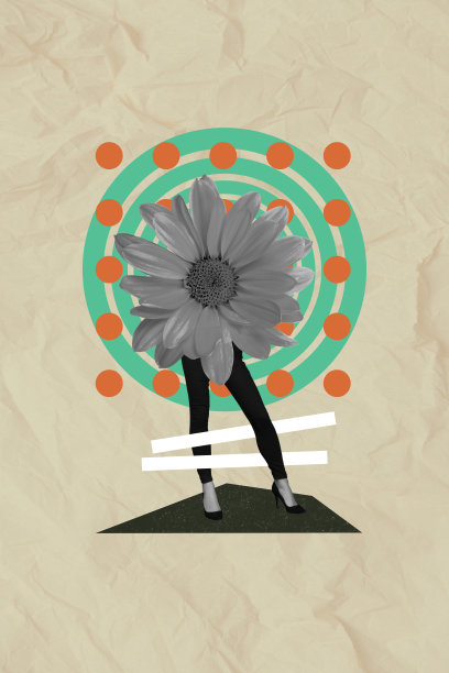 创意3D照片艺术图形拼贴画，女士身体由大美丽花朵替代，背景为独立绘画。图片下载