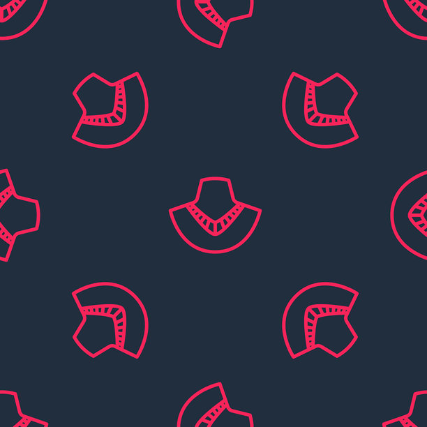 黑色背景上无缝图案的红线项链在模特身上的图标。图片下载