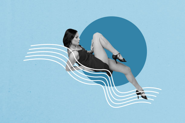 海报草图图像艺术作品 3D 照片拼贴 夜间派对 休息 俱乐部场合 年轻女士 裙子 动态艺术 时尚 节奏图片下载