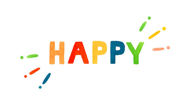 可爱的手写字母“HAPPY”。手绘水彩插图素材。图片下载