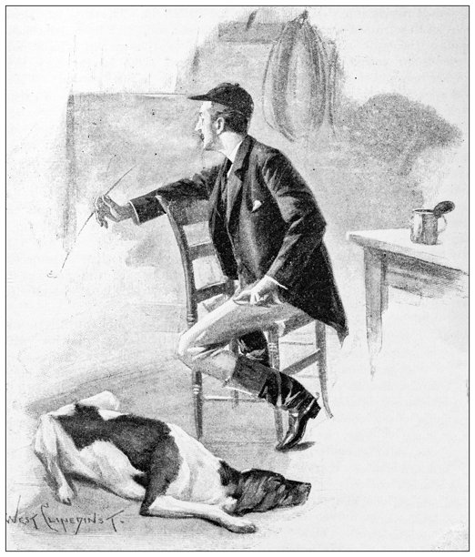 古董图片：男人和狗图片下载