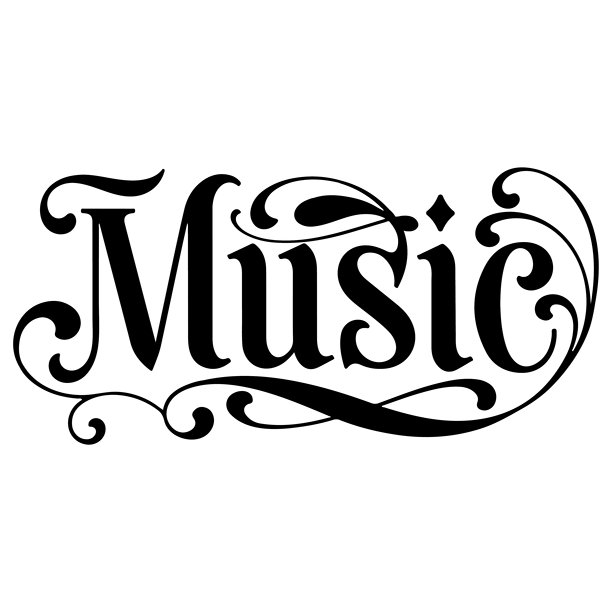 华丽的复古风格字母，音乐装饰花纹，复古单词音乐图片下载