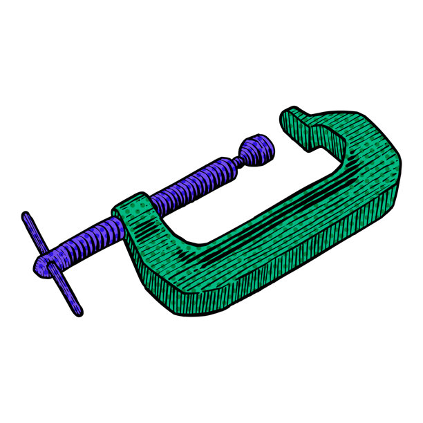 木工夹具手绘插图半色调彩色矢量插图图片下载