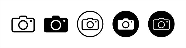 相机图标集，包含相机、照片、快照、拍摄、摄影、快门、闪光灯、数字应用，现代简约风格，轮廓矢量图标，平面风格，矢量10 EPS。图片下载