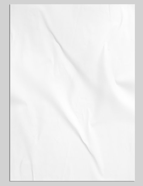 逼真的空白纸张海报模型，带阴影，独立于背景。A4尺寸的皱褶宣传单模板，用于展示艺术作品、传单、手册、图片、广告、横幅。图片下载